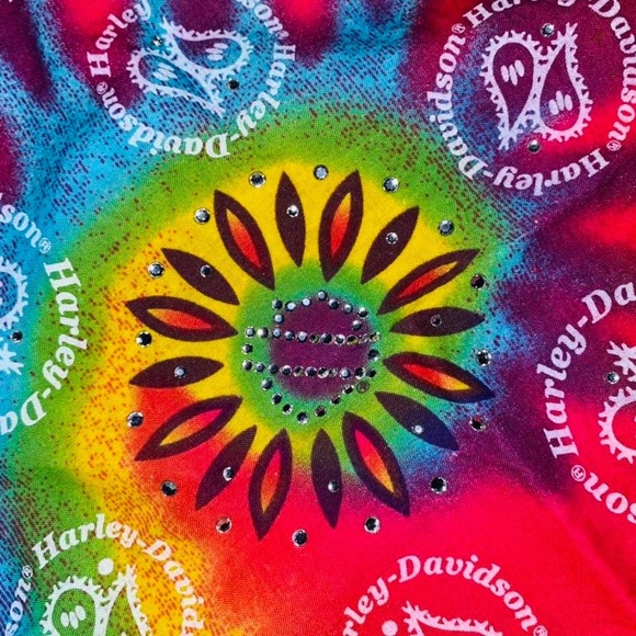 Vintage Harley Davidson Motorcycles Tie Dye Scarf Handkerchief - Picture 3 of 4